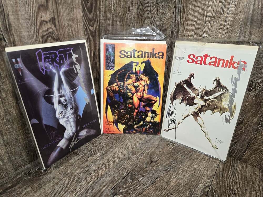 Verotik Satanika Comic Book Lot Signed By Glenn Danzig Set Of 3